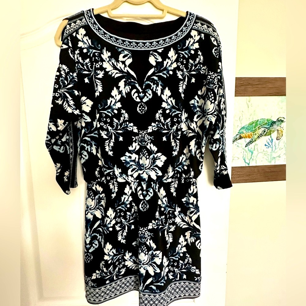 WHBM NWOT Multi-Colored Cold Shoulder Dress. Stunning! - Picture 12 of 15